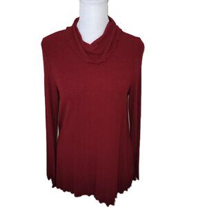 Kleen Mock Neck Long Sleeve Lightweight Knit Top Cranberry Red Women's Size S
